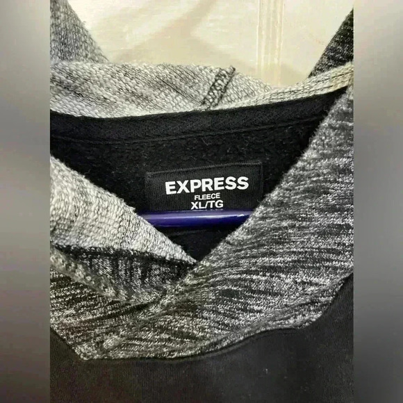 Express brand, gray and black pullover hoodie - Picture 3 of 5
